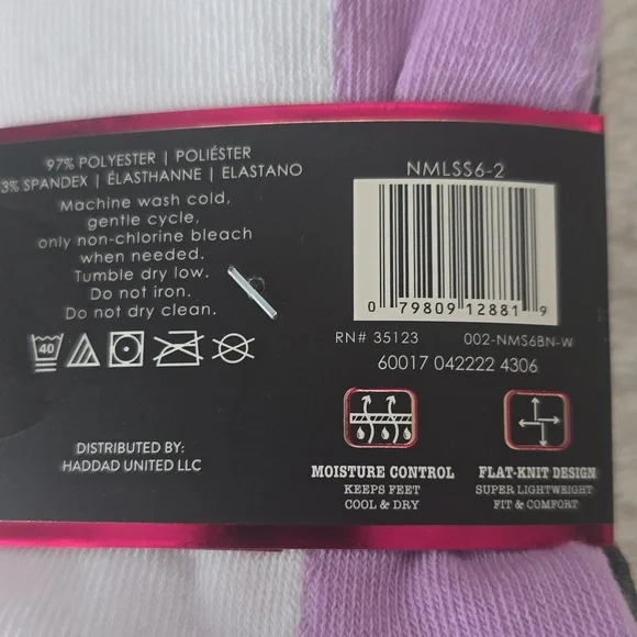 Nicole Miller Sport No Show Socks - Pink, White, Gray - Picture 5 of 7